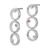 White Ice Sterling Silver Rhodium-plated Diamond and Ruby Post Drop Earrings
